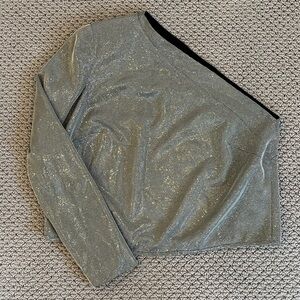 Michelle Mason One Shoulder Silver Top